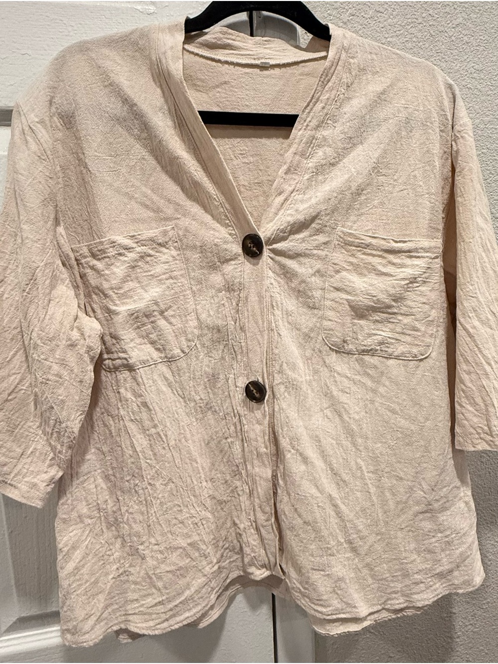 & Other Stories Cream Button-Front Pocket Top
